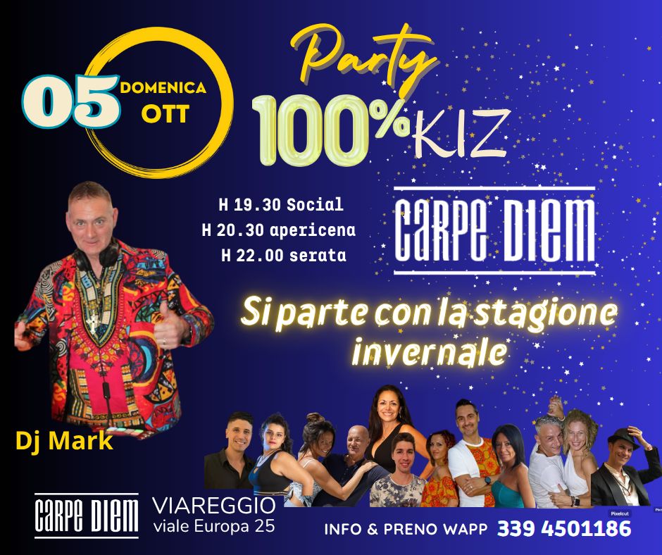 Party π―% KIZOMBA inaugurazione stagione invernale . Dom 5 Ottobre. Carpe Diem Viareggio