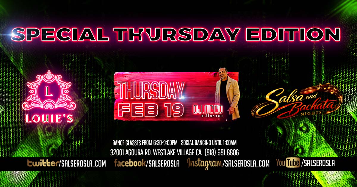 Special Thursday Salsa & Bachata night at Club Louie's