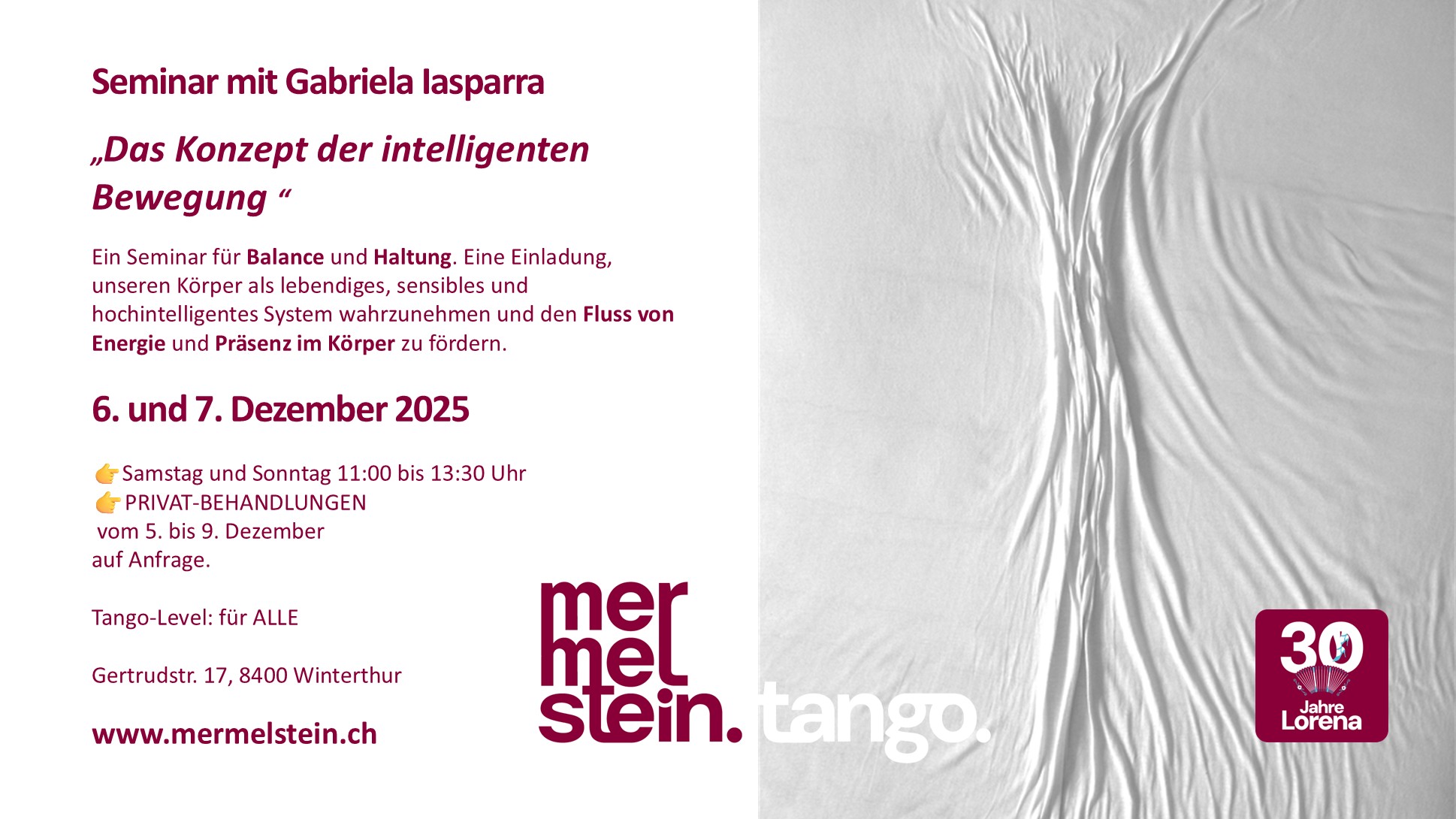 «Das Konzept der intelligenten Bewegung» ein Seminar für Balance und Haltung mit Gabriela Iasparra