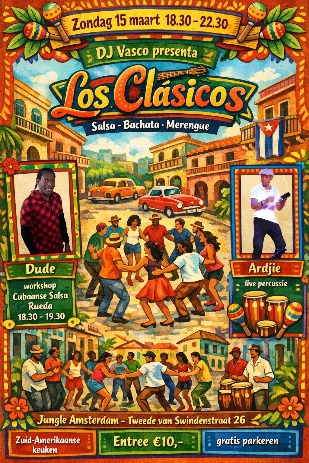 Los Clásicos - Workshop Cubaanse Salsa Rueda door Dude & Live percussie