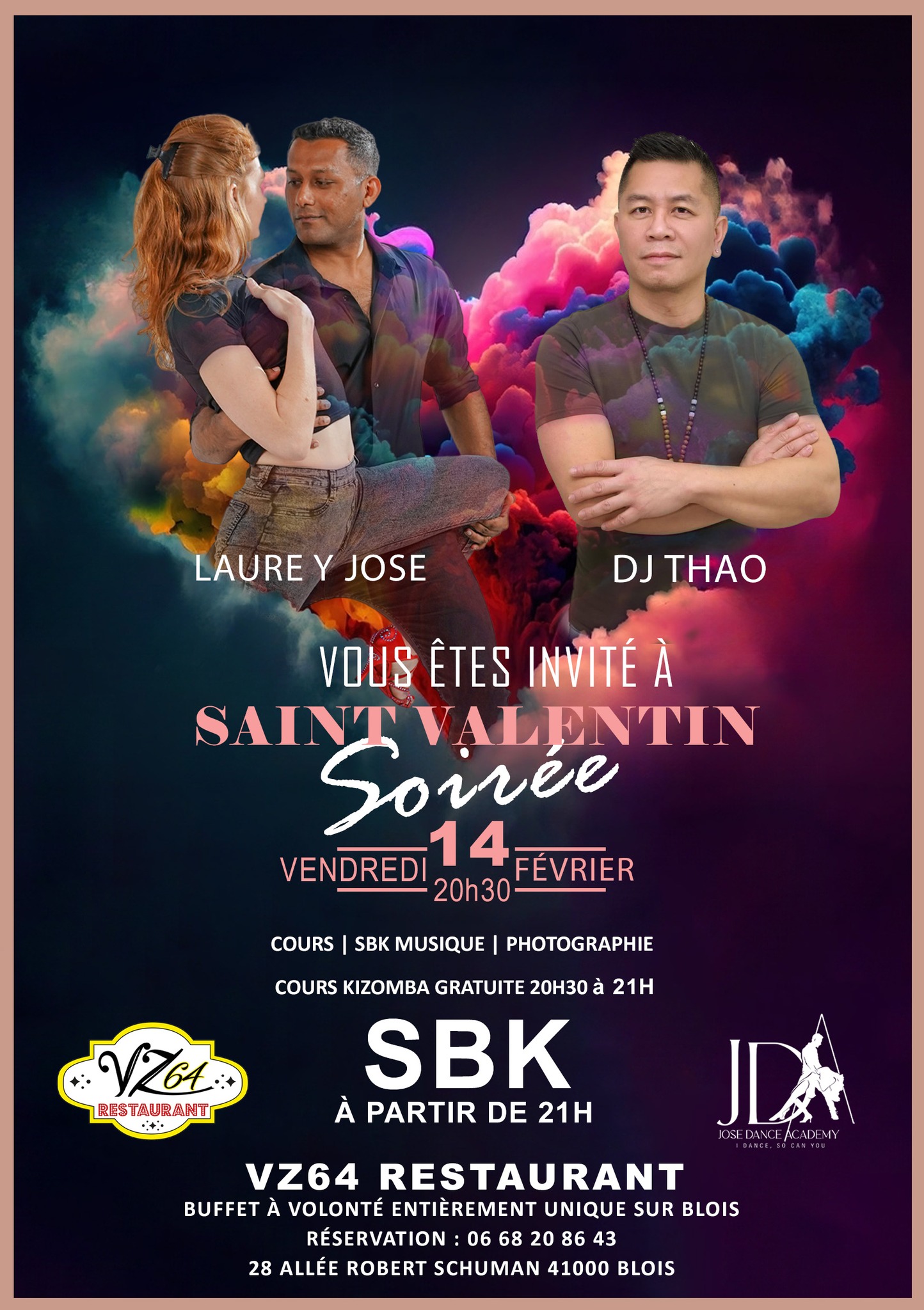 Soiree SAINT VALENTIN Stage Kizomba Gratuit VZ64 Blois DJ Thao Jose Prince VArghese