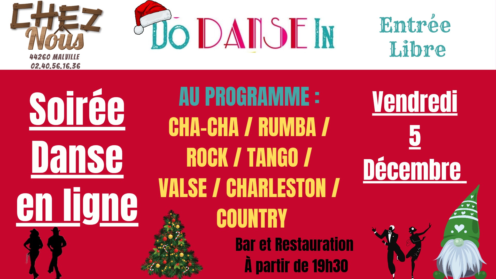 💥SOIREE DANSE EN LIGNE MALVILLE44💥