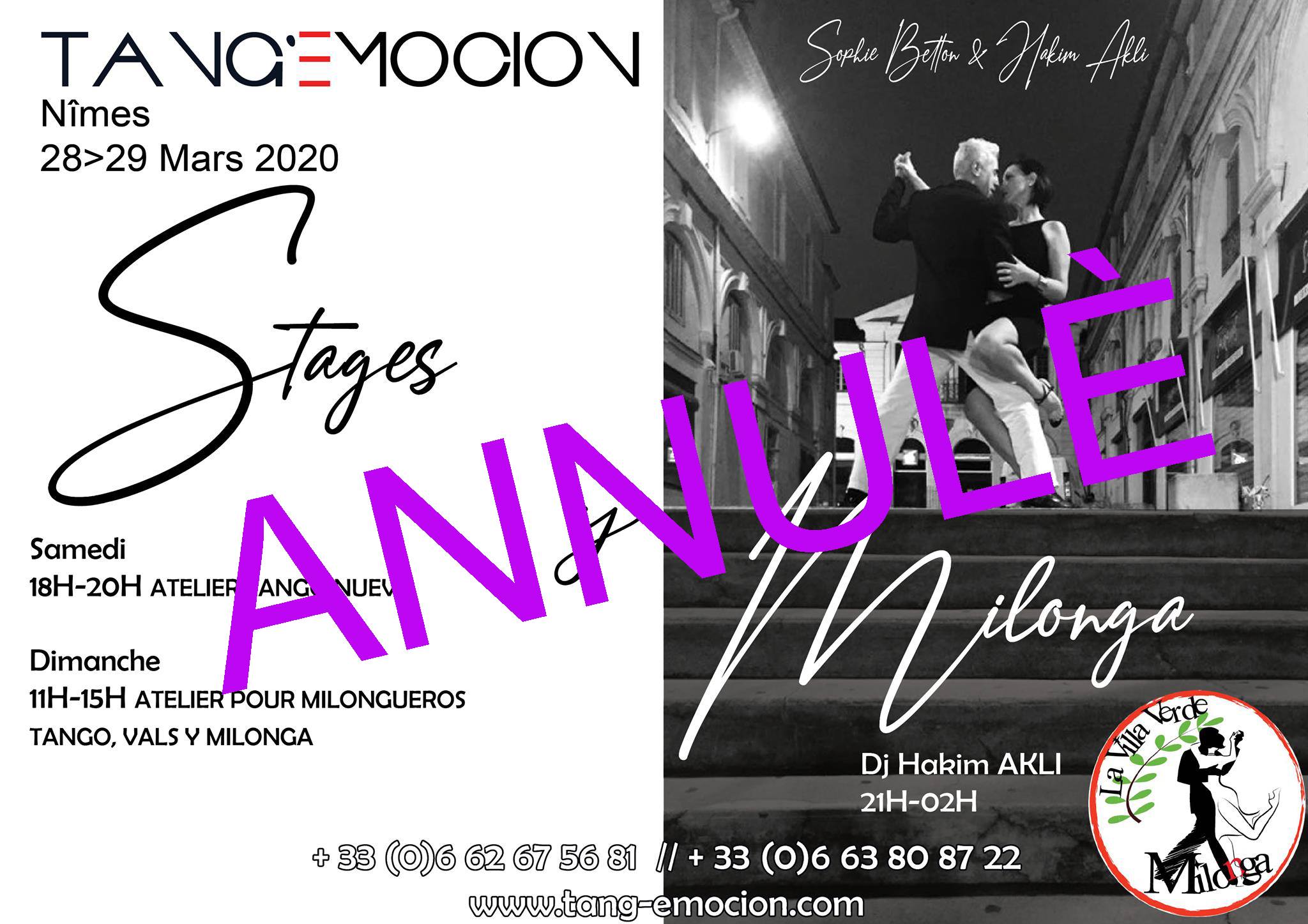 ★ANNULATION★Milonga Villa Verde y Stages Tango★
