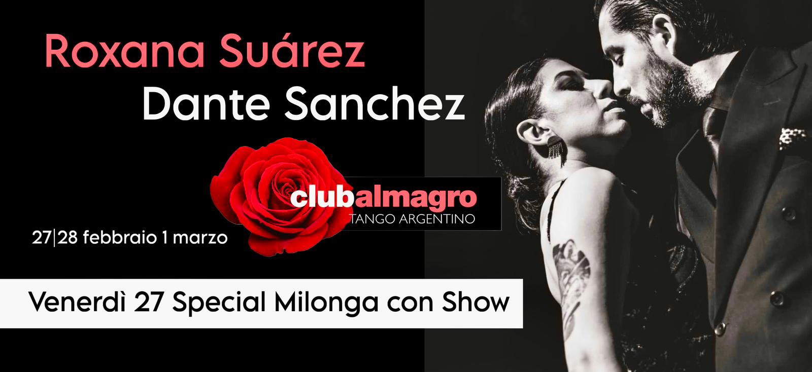 Dante Sánchez y Roxana Suarez show e seminari al Club Almagro Torino 27 28 febbraio e 1 Marzo