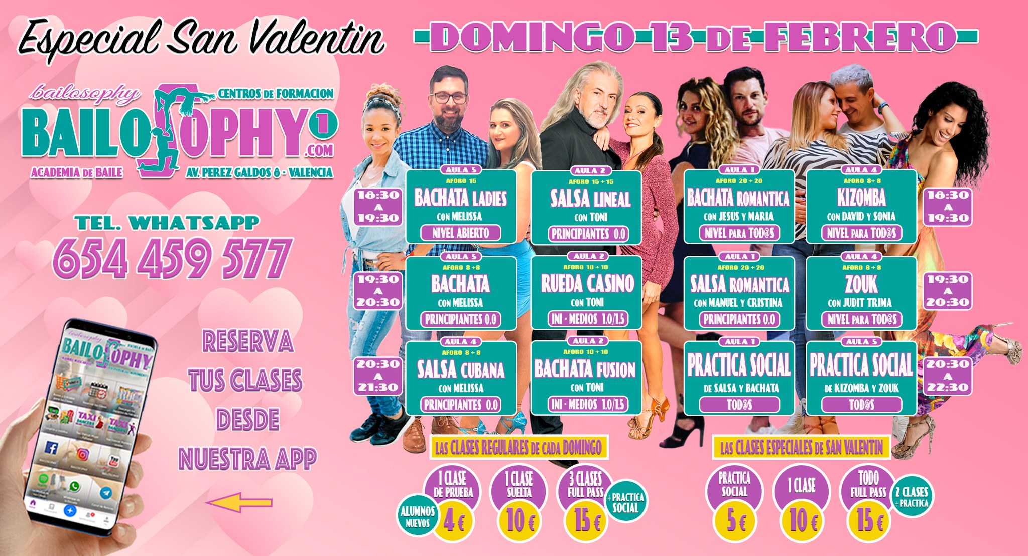 Celebra San Valentin bailando con 10 clases el domingo 13 de Febrero en Bailosophy Escuela de Baile