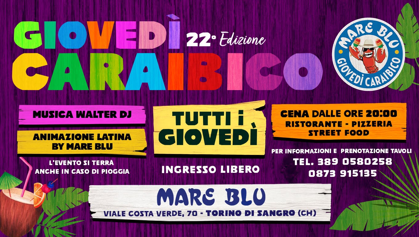 Tutti i giovedì - Giovedì Caraibico @MareBlu Torino di Sangro 2026