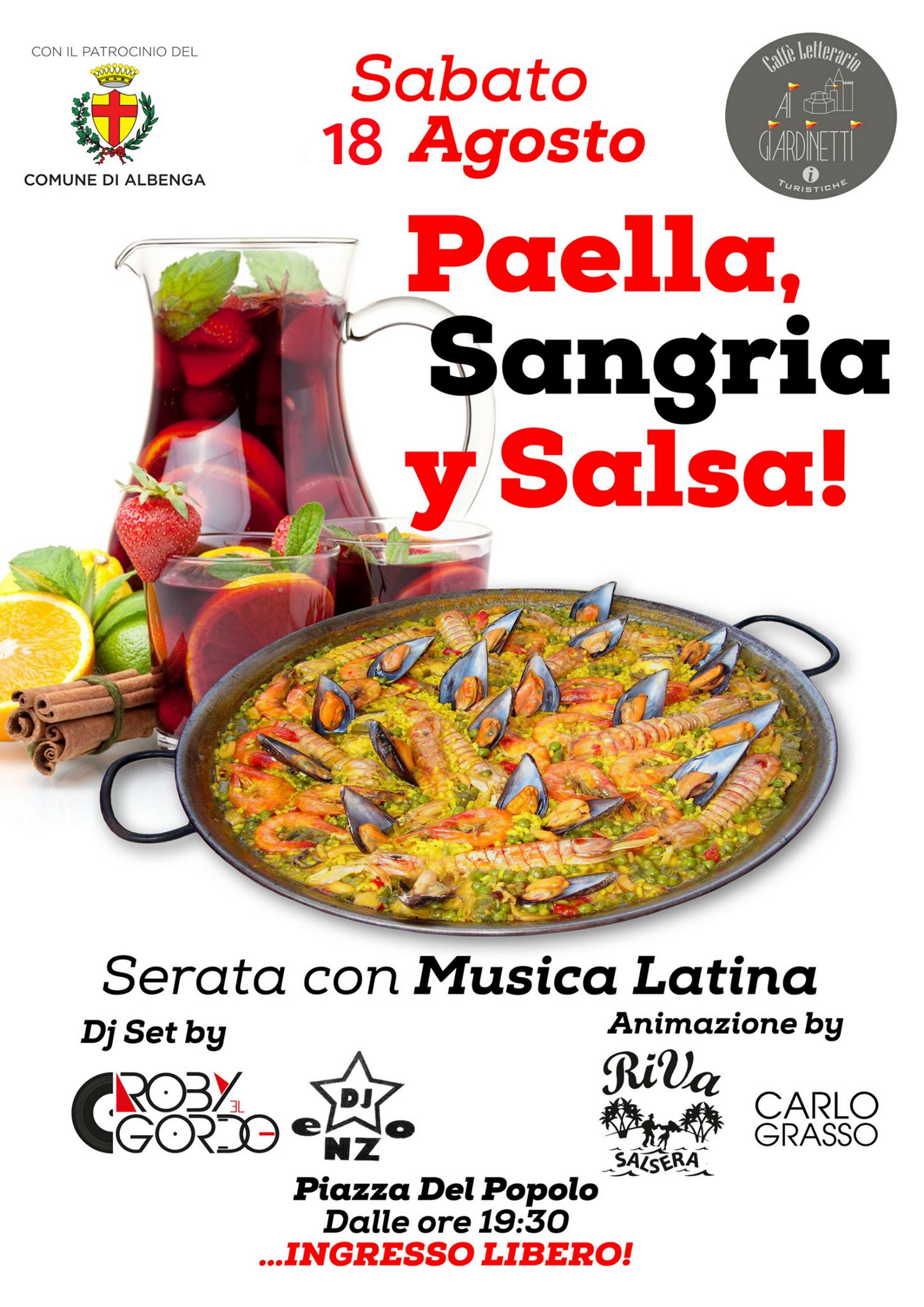 Sabato 18 Agosto - Paella, Sangria y Salsa