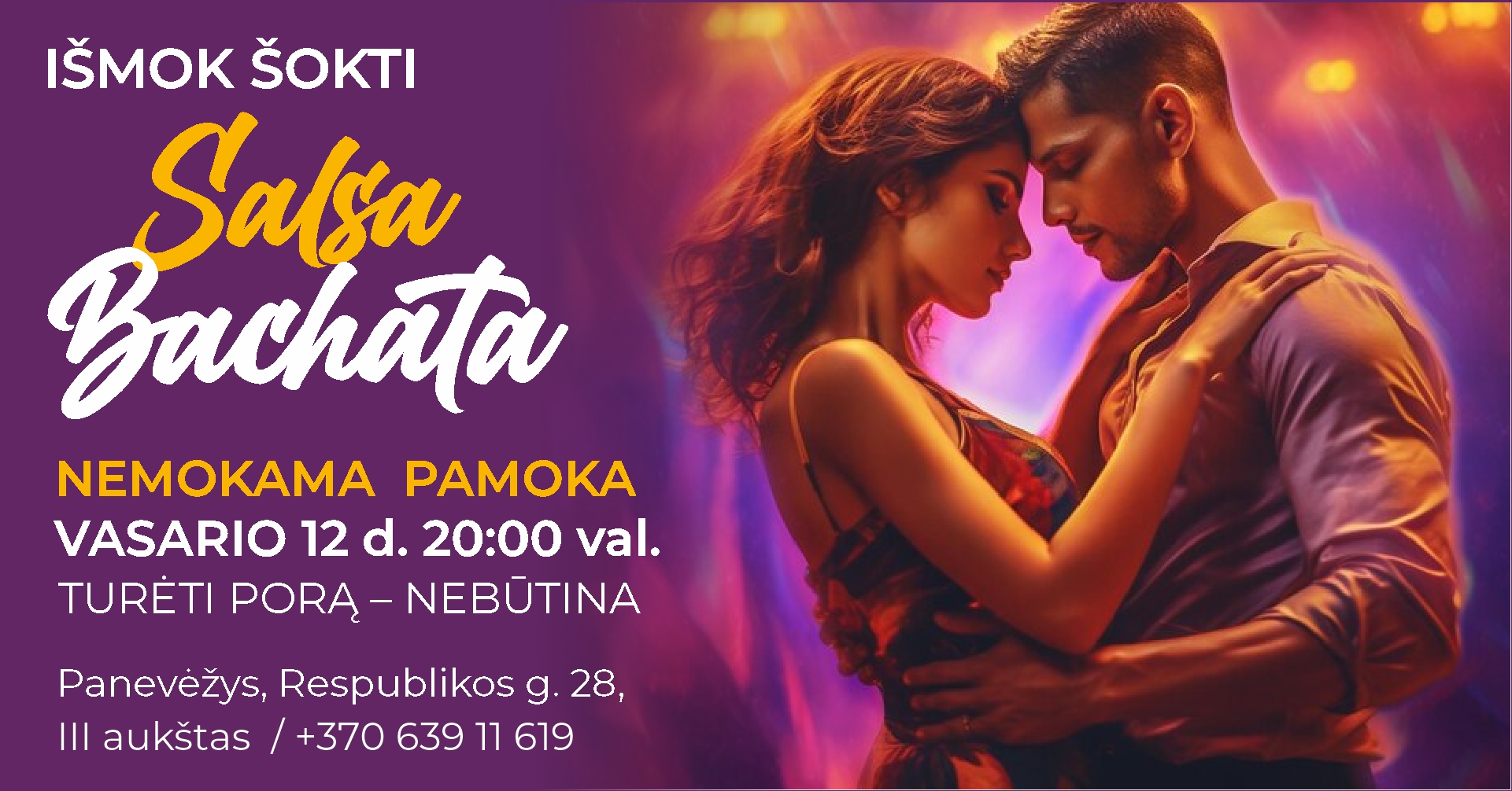 Išmok šokti Salsa ir Bachata (Panevėžyje)