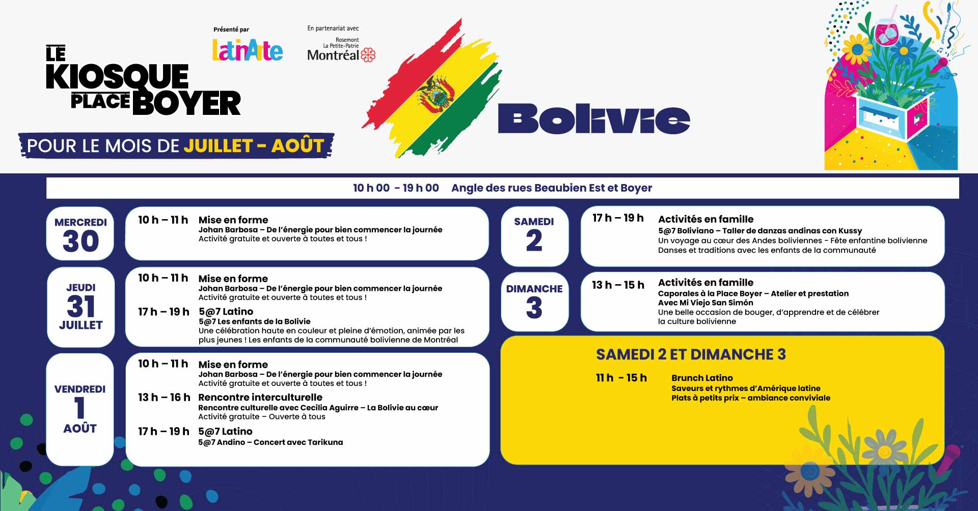 Semaine de la Bolivie - Le Kiosque de la Place Boyer