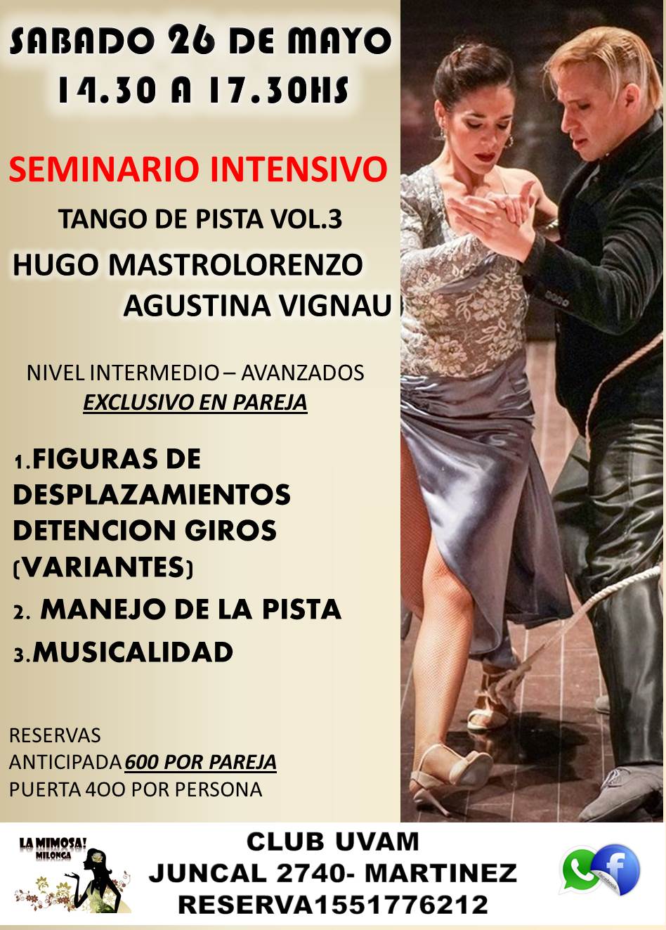 Seminario Intensivo De Tango 3hs De Duración