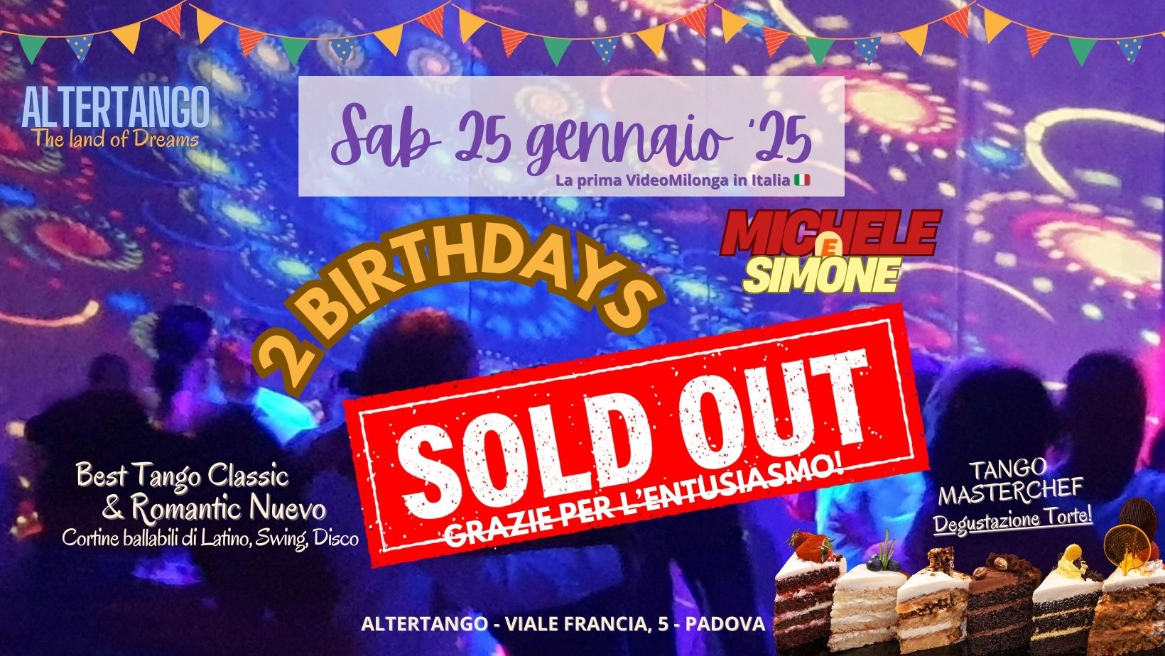 Milonga gratuita 2BIRTHDAYS! Con degustazione torte TANGO MASTERCHEF!