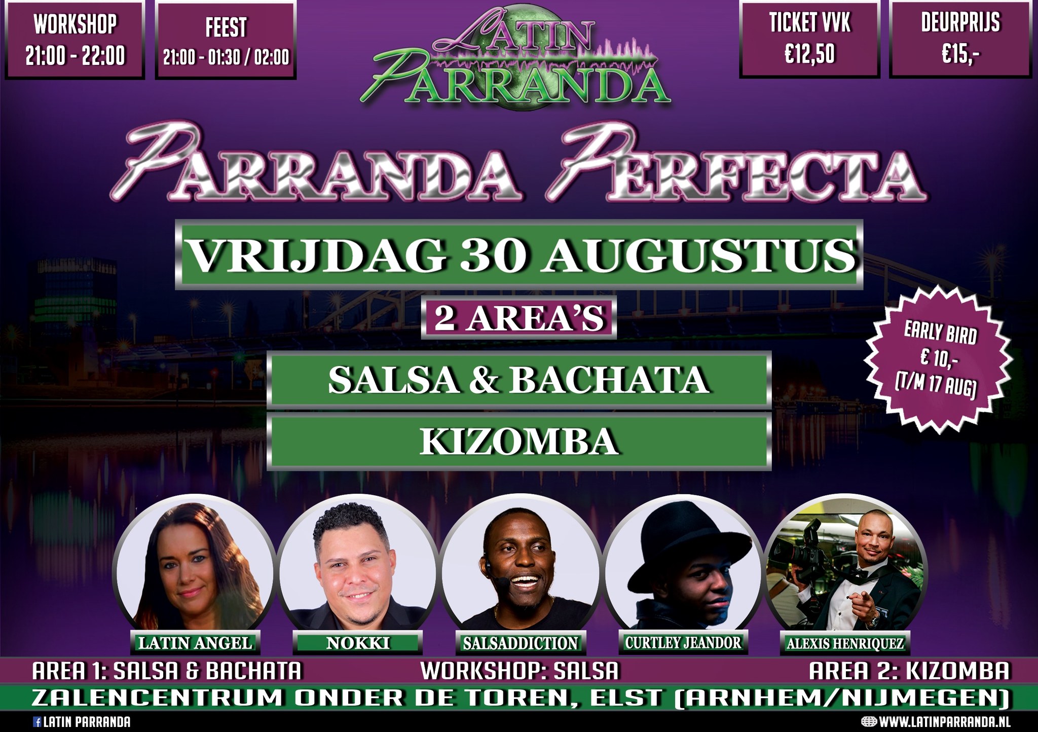 Parranda Perfecta! vrijdag 30 augustus - 2 area's: Salsa Bachata Kizomba - Arnhem Nijmegen