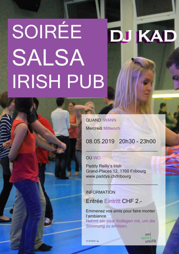 Students Salsa Party : mer 8 mai Irish Pub Fribourg Dj Kad