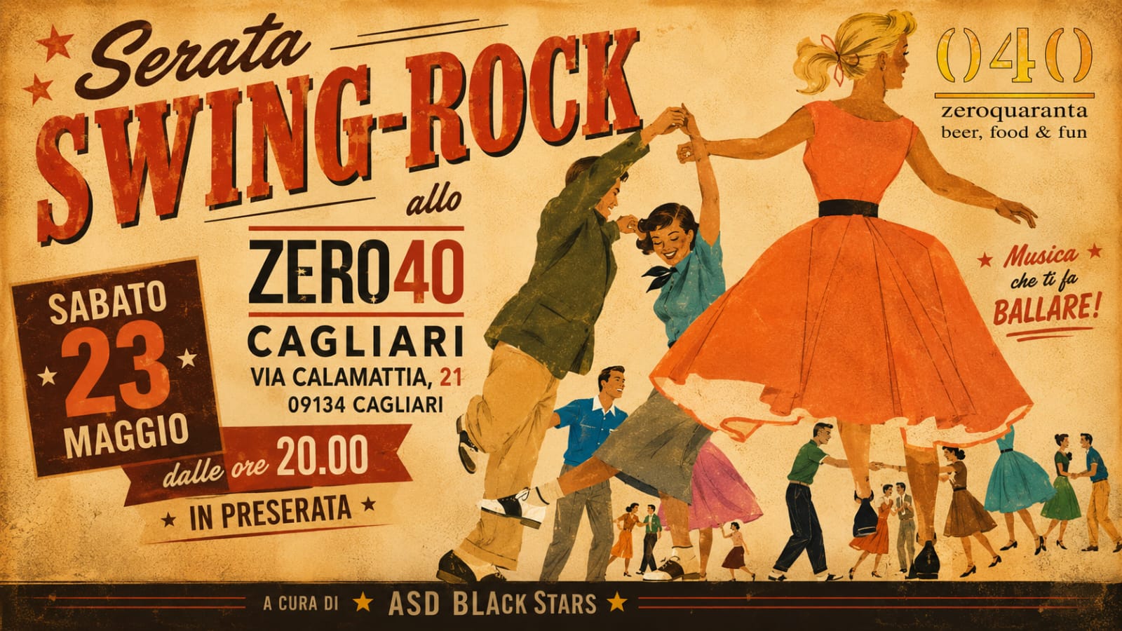 Sabato 23 Maggio SWING-ROCK allo 040 Zeroquaranta