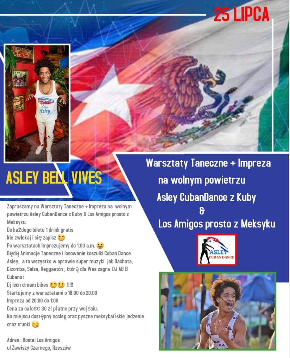 Warsztaty Taneczne + Impreza na wolnym powietrzu Asley CubanDance z Kuby & Los Amigos prosto z Meksyku