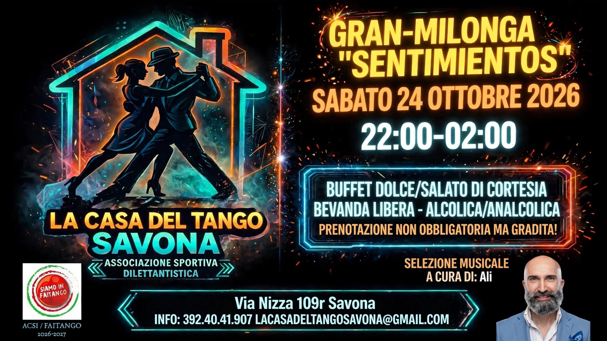 Milonga "Sentimientos" alla Casa del Tango Savona ASD-TDJ Ali!