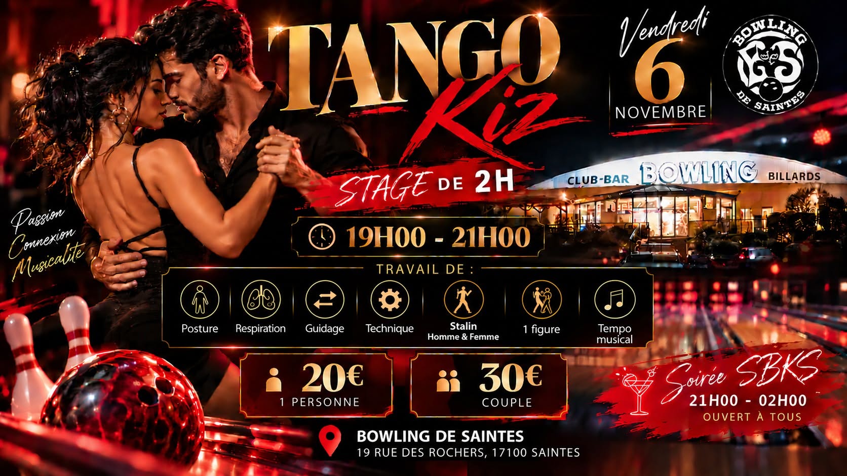 Tango Kiz Stage 2H + Soirée SBKS