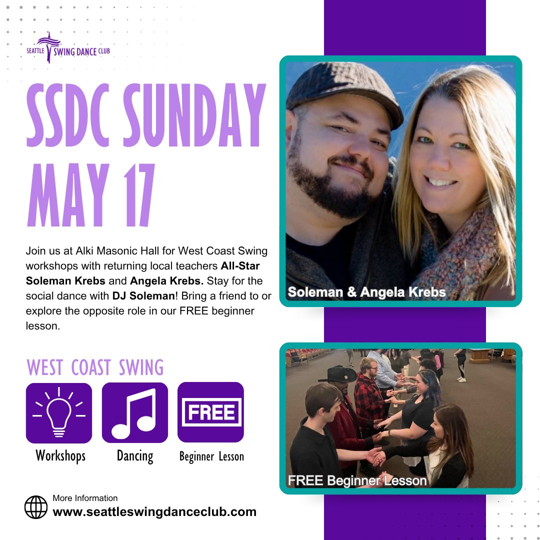 Seattle West Coast Swing Workshops and Social Dance with All-Star Soleman and Angela Krebs