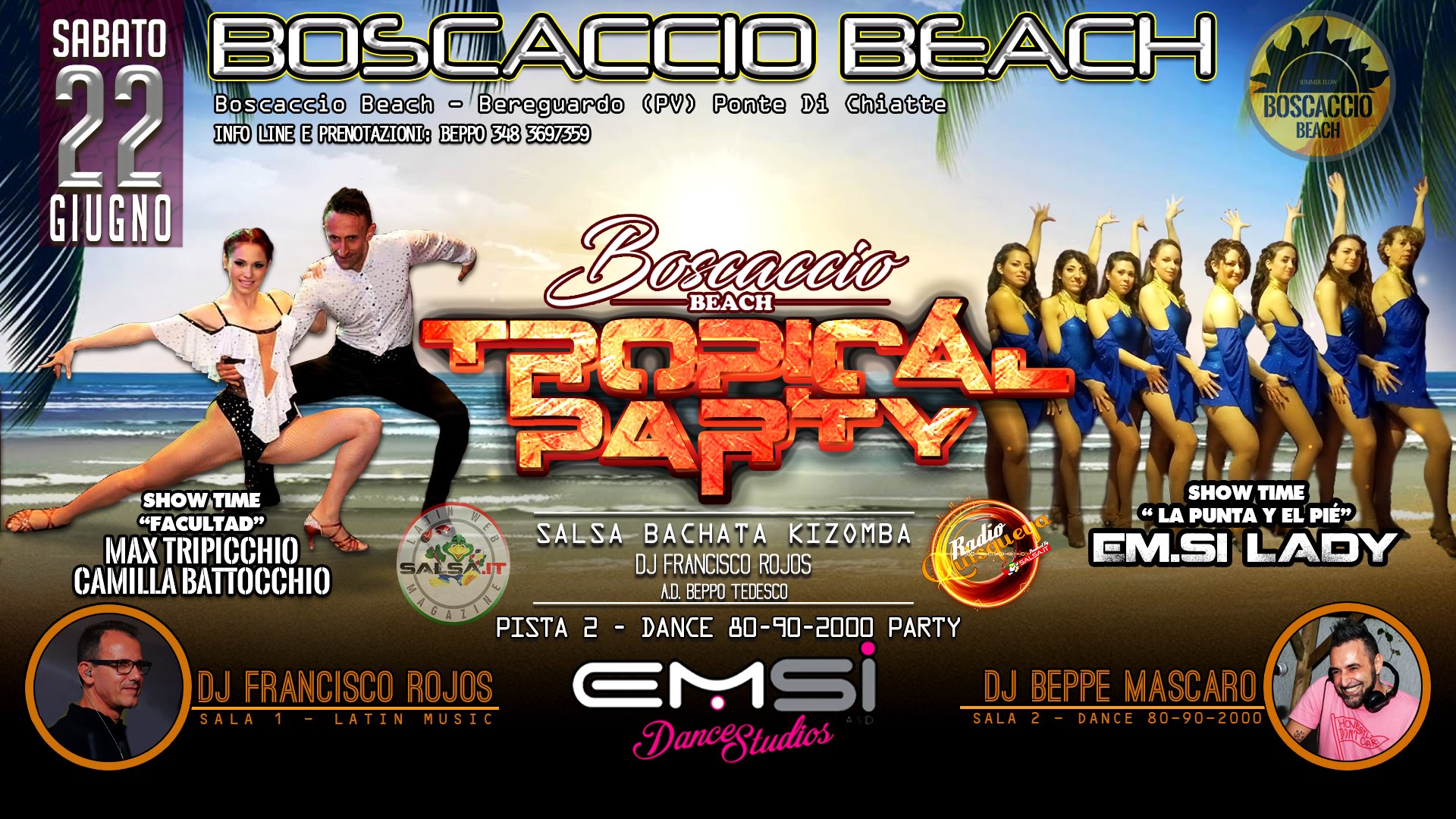 Sabato 22 Giugno Boscaccio BEACH 2019 LATIN NIGHT
