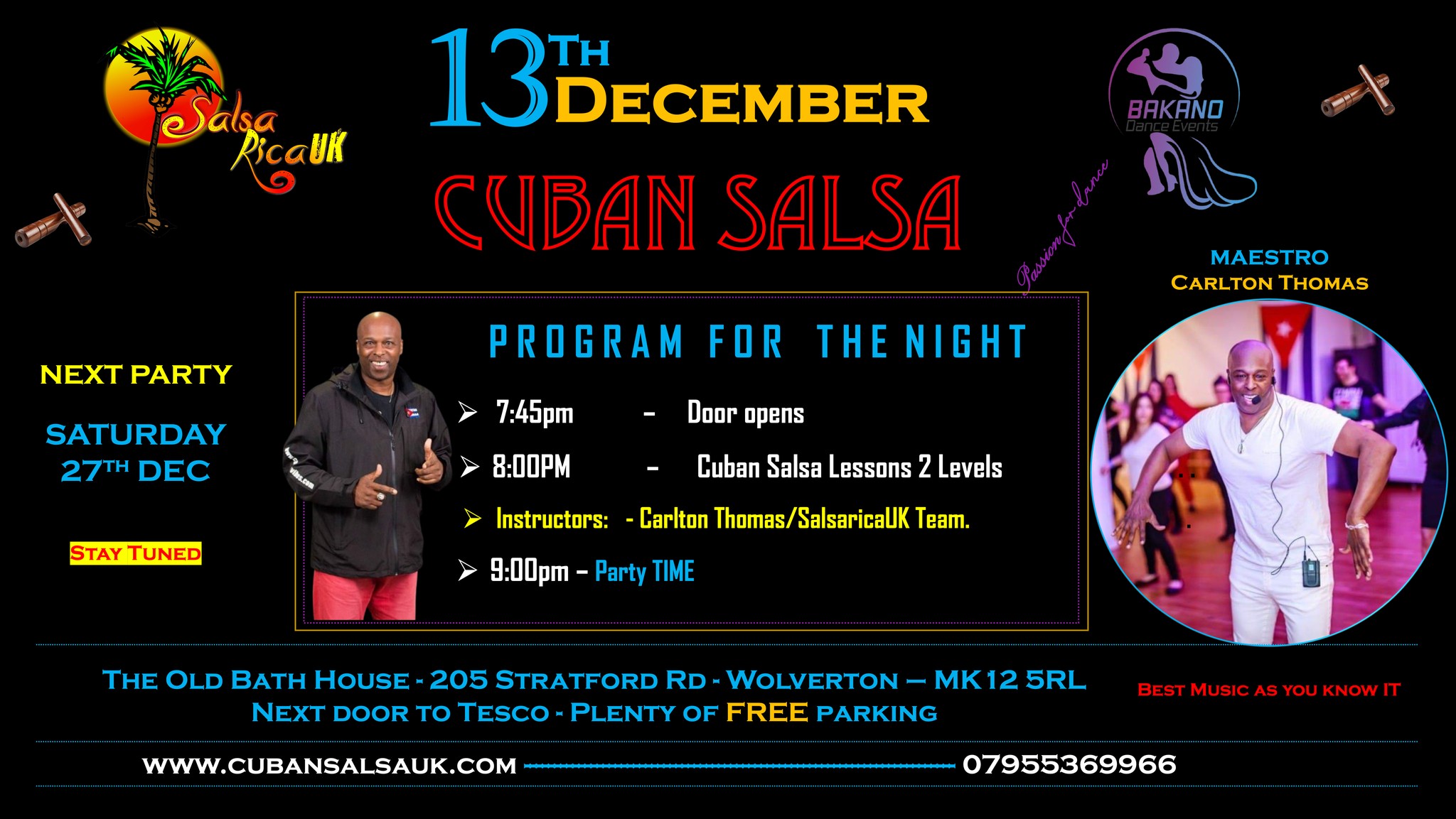 SalsaRicaUK December PARTY FT: Carlton Thomas