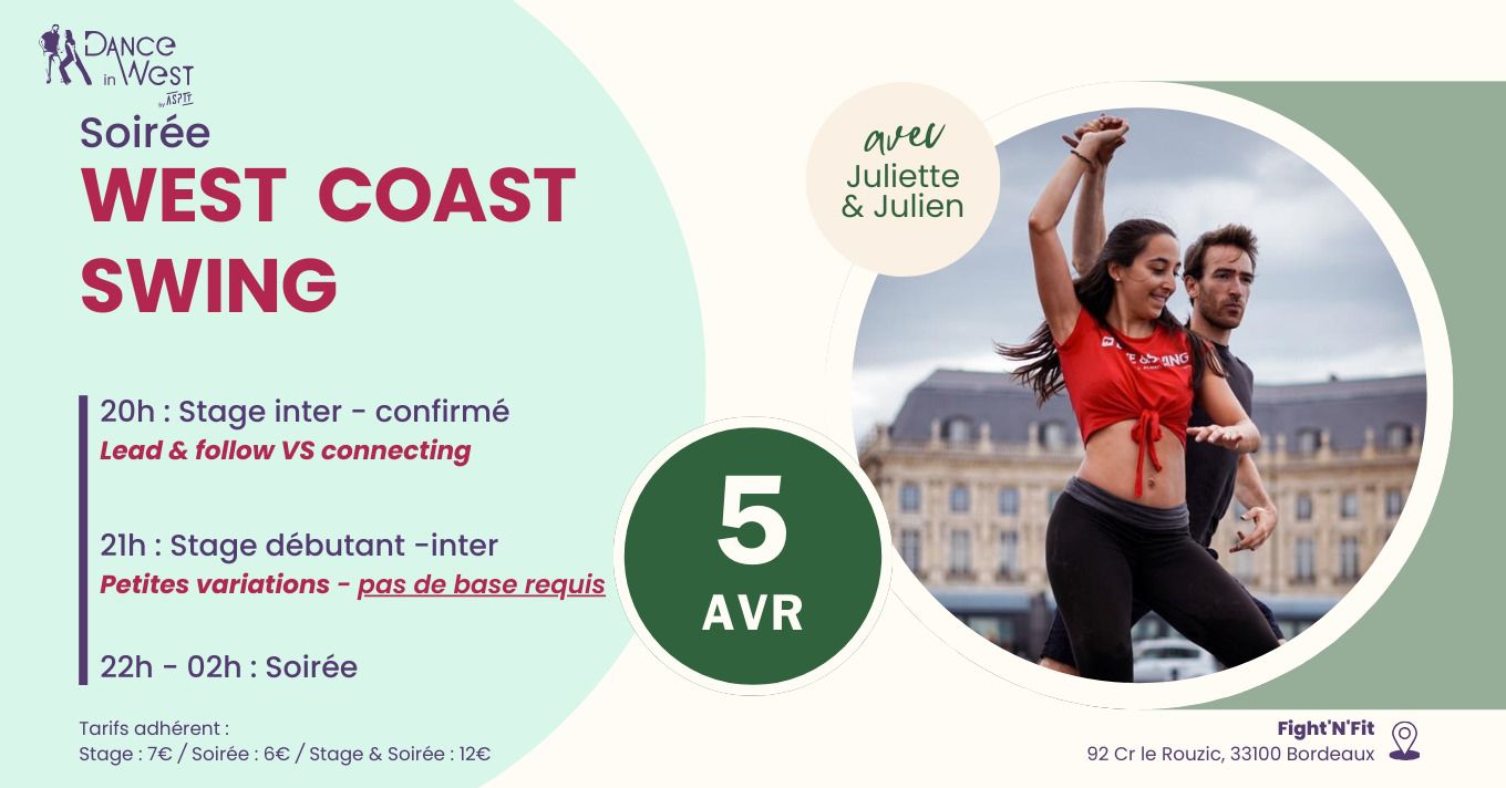 Stages + Soirée West Coast Swing, Bordeaux Bastide
