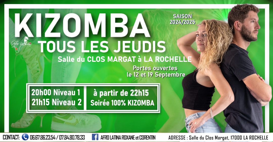 Portes ouvertes KIZOMBA 2024 2025 Les jeudis avec AFRO LATINA ร La Rochelle