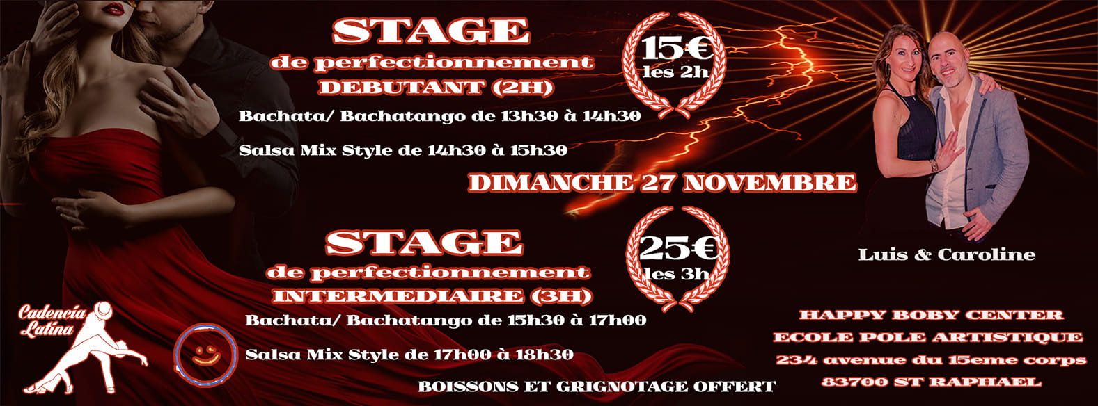 STAGE de perfectionnement Salsa Mix Style & Bachata Bachatango 2h débutant 3h intermédiaire