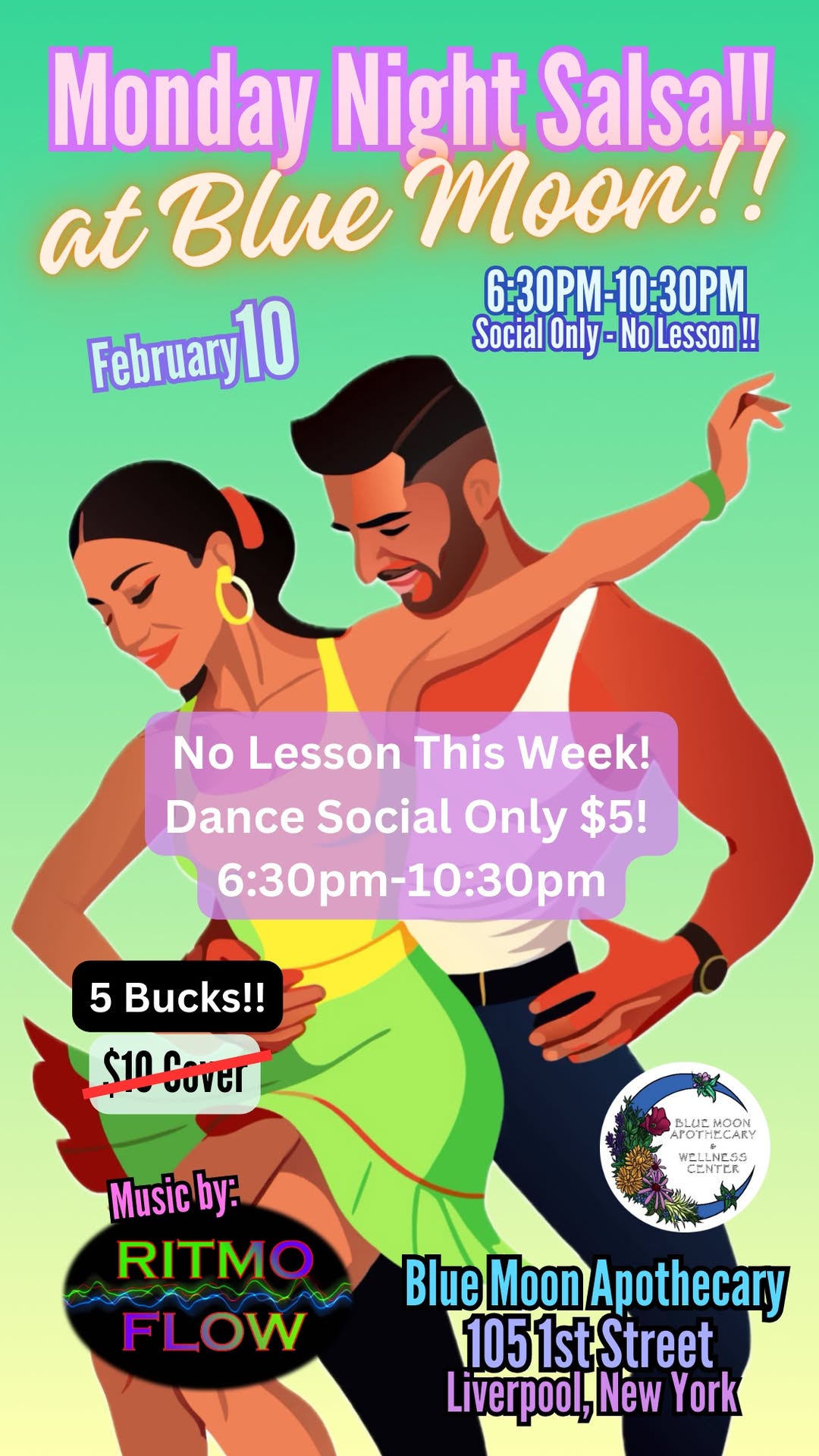 Monday Night Salsa at Blue Moon!!