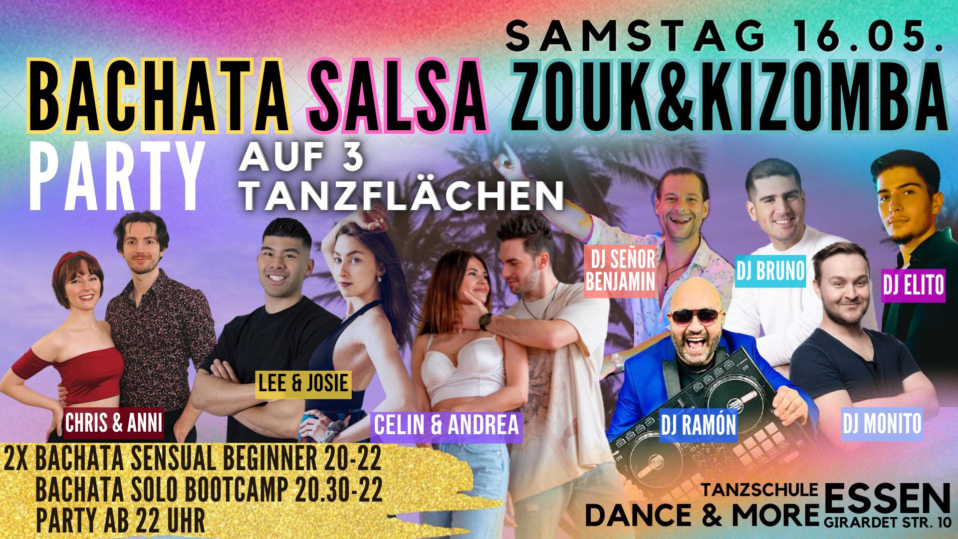 BACHATA SALSA ZOUK & KIZOMBA Party auf 3 Tanzflächen