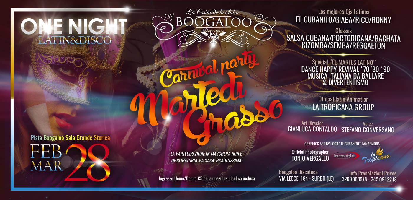 Boogaloo - Martedì Grasso Carnival Party 28 Febbraio 2017