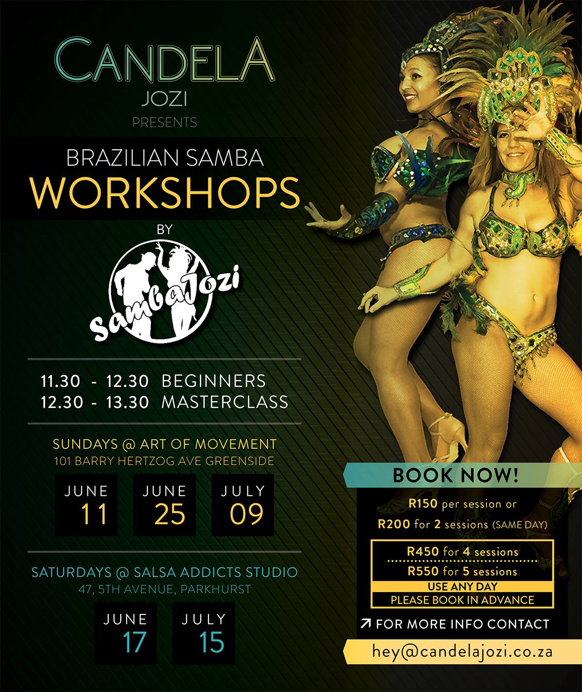 Brazilian Samba Workshops 9 & 15 July!