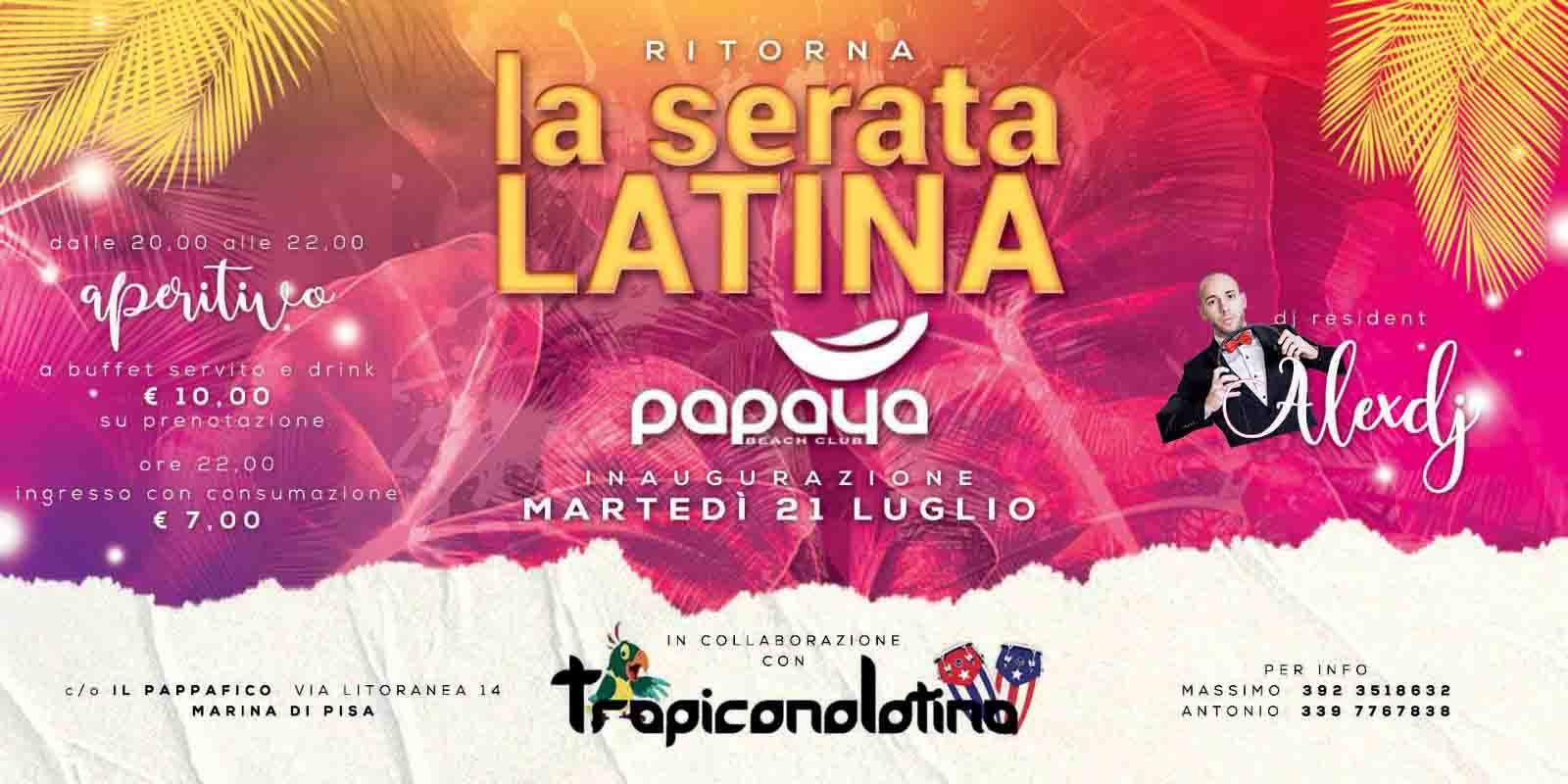 Ritorna il Martedi Latino del Papaya Marina di Pisa
