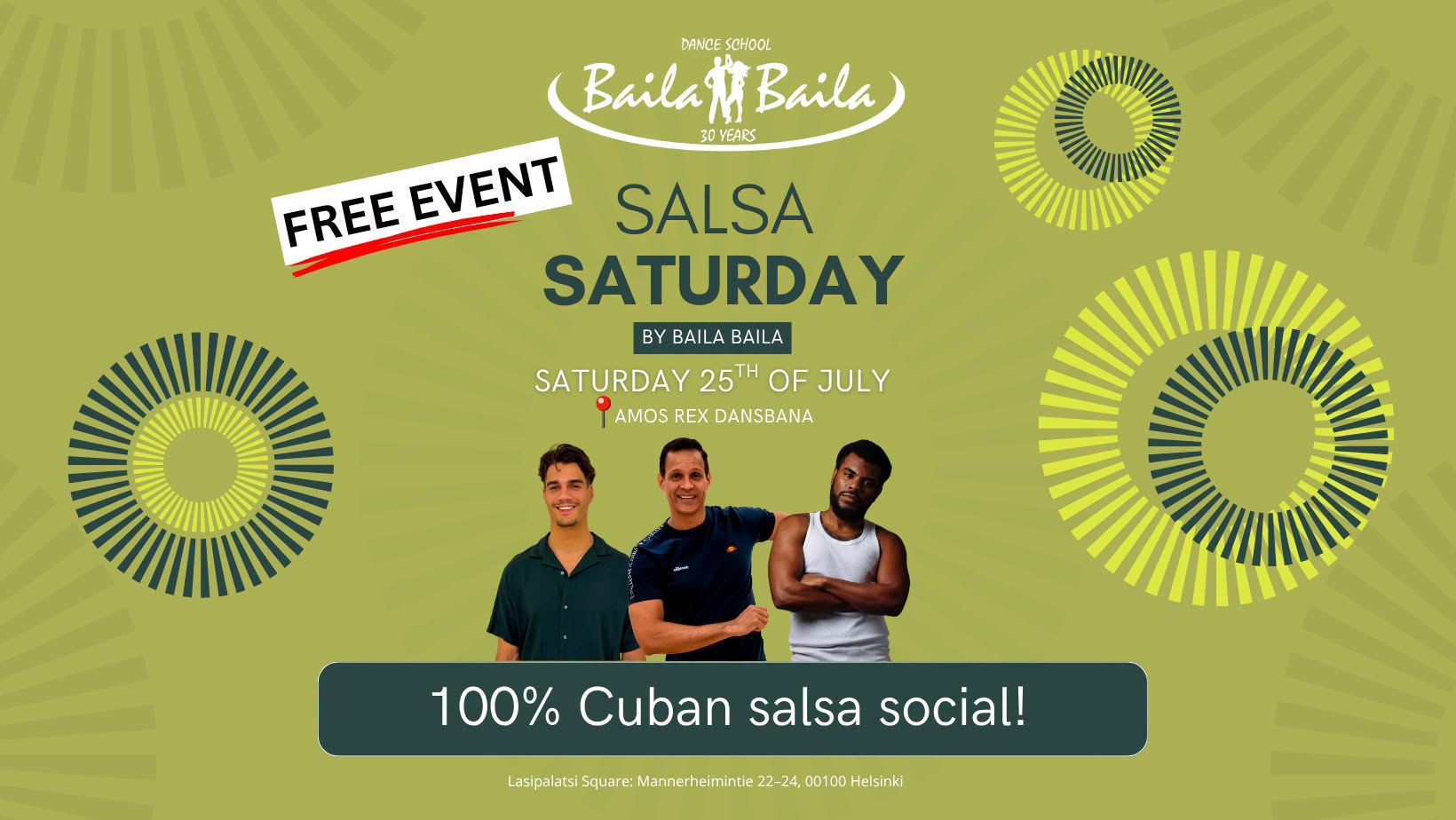 FREE OUTDOOR SALSA SATURDAY - 25.7.!