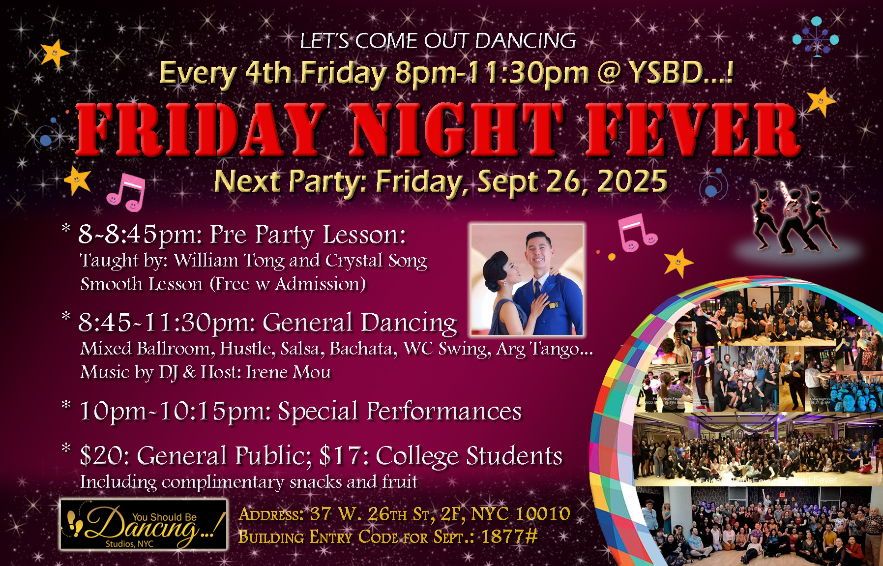 Sept 26 Friday Night Fever Mixed Ballroom Party @ YSBD…!