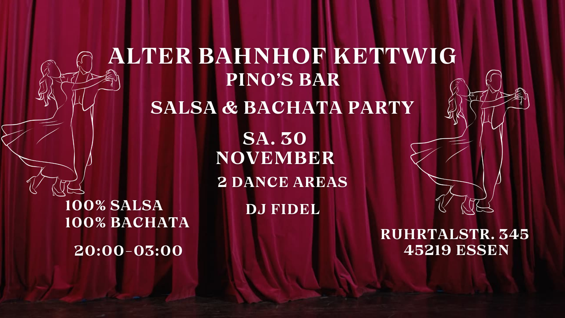 Salsa & Bachata-Party im Alter Bahnhof Kettwig Essen auf 2 Tanzfläsche