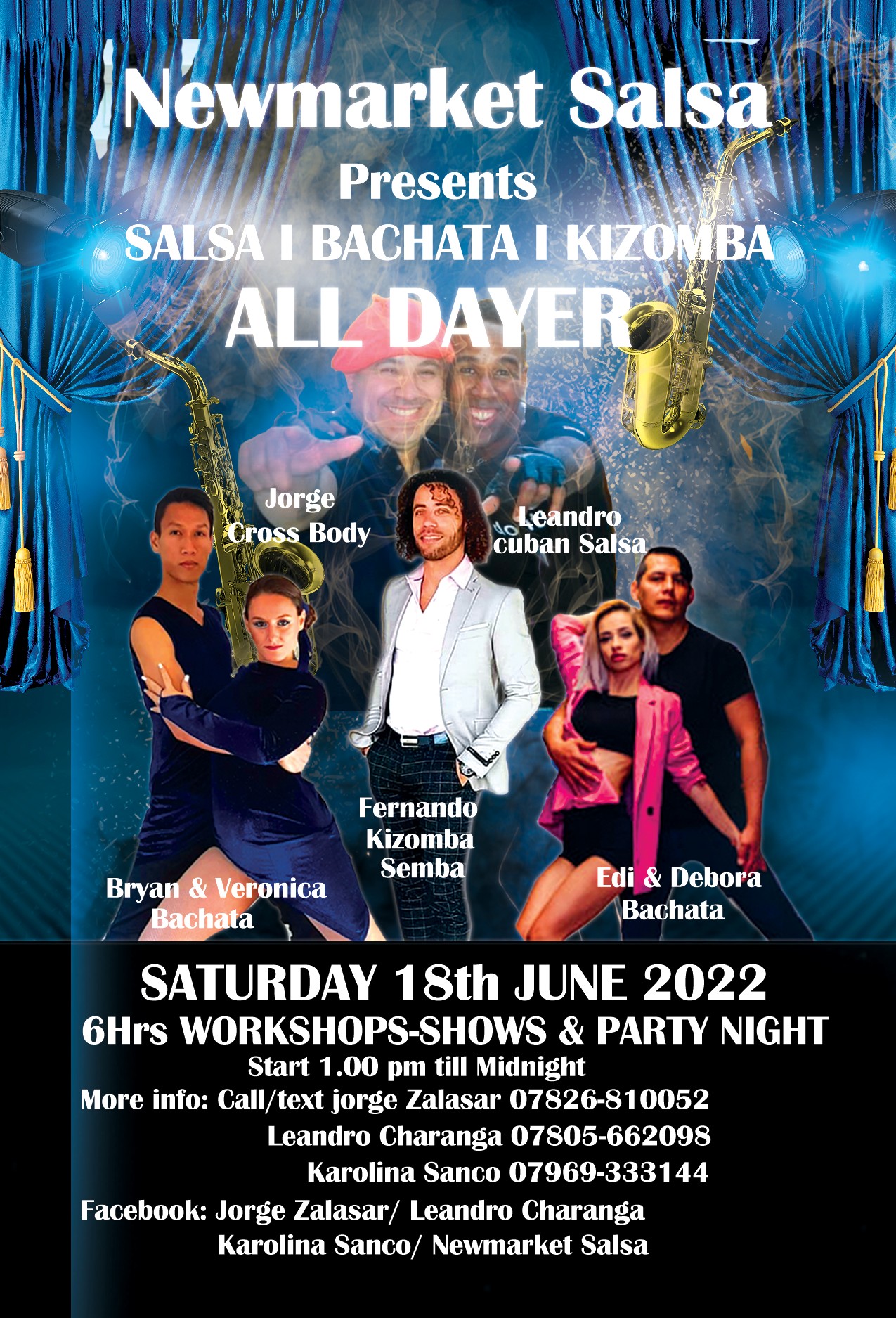 The Newmarket Salsa, bachata, kizomba ALL DAYER 18th June 2022 CB8 8LT