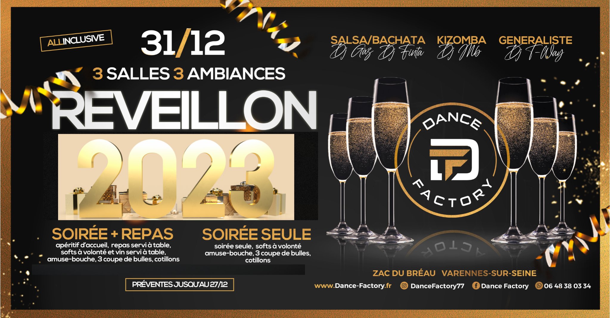 Réveillon Dance Factory 3 SALLES 3 AMBIANCES