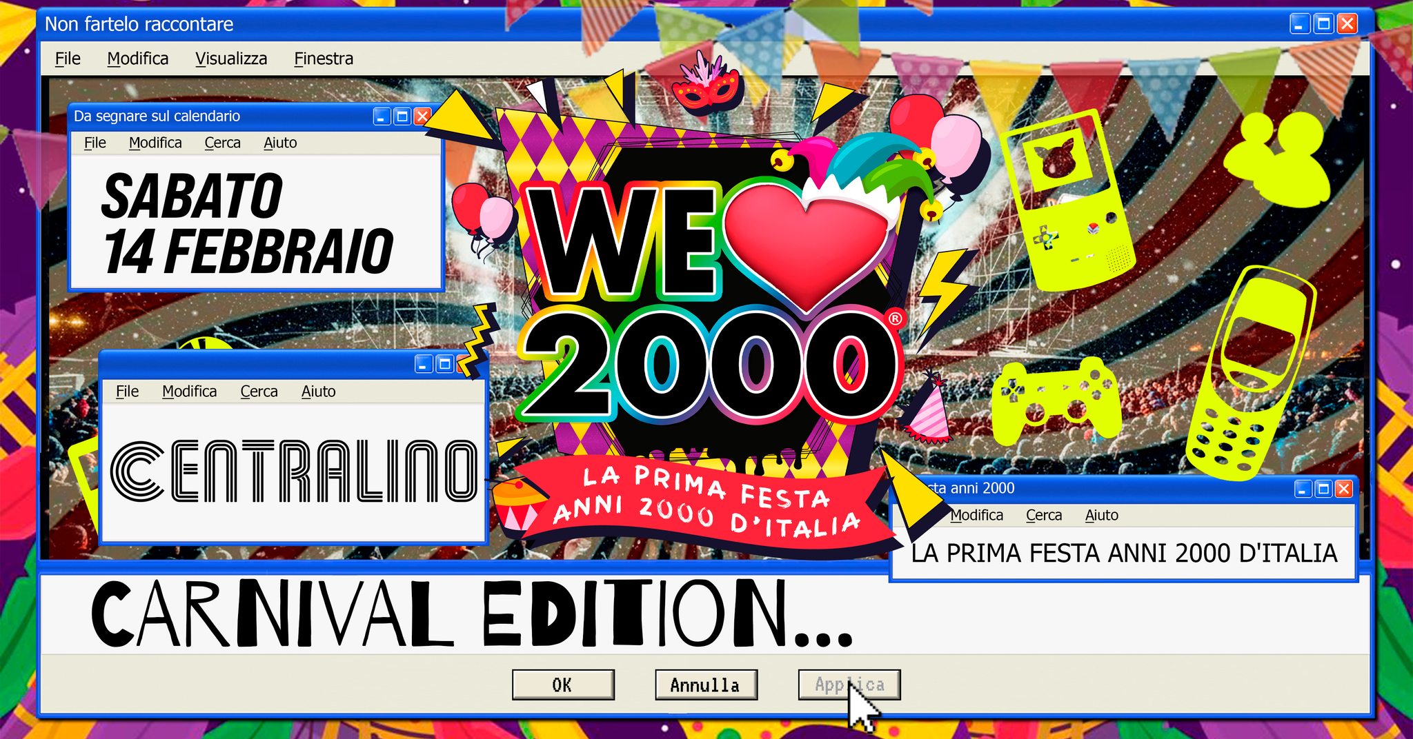 WE LOVE 2000 Carnival Torino - Sabato 14 Febbraio al CENTRALINO - La prima festa Anni 2000 d'Italia!