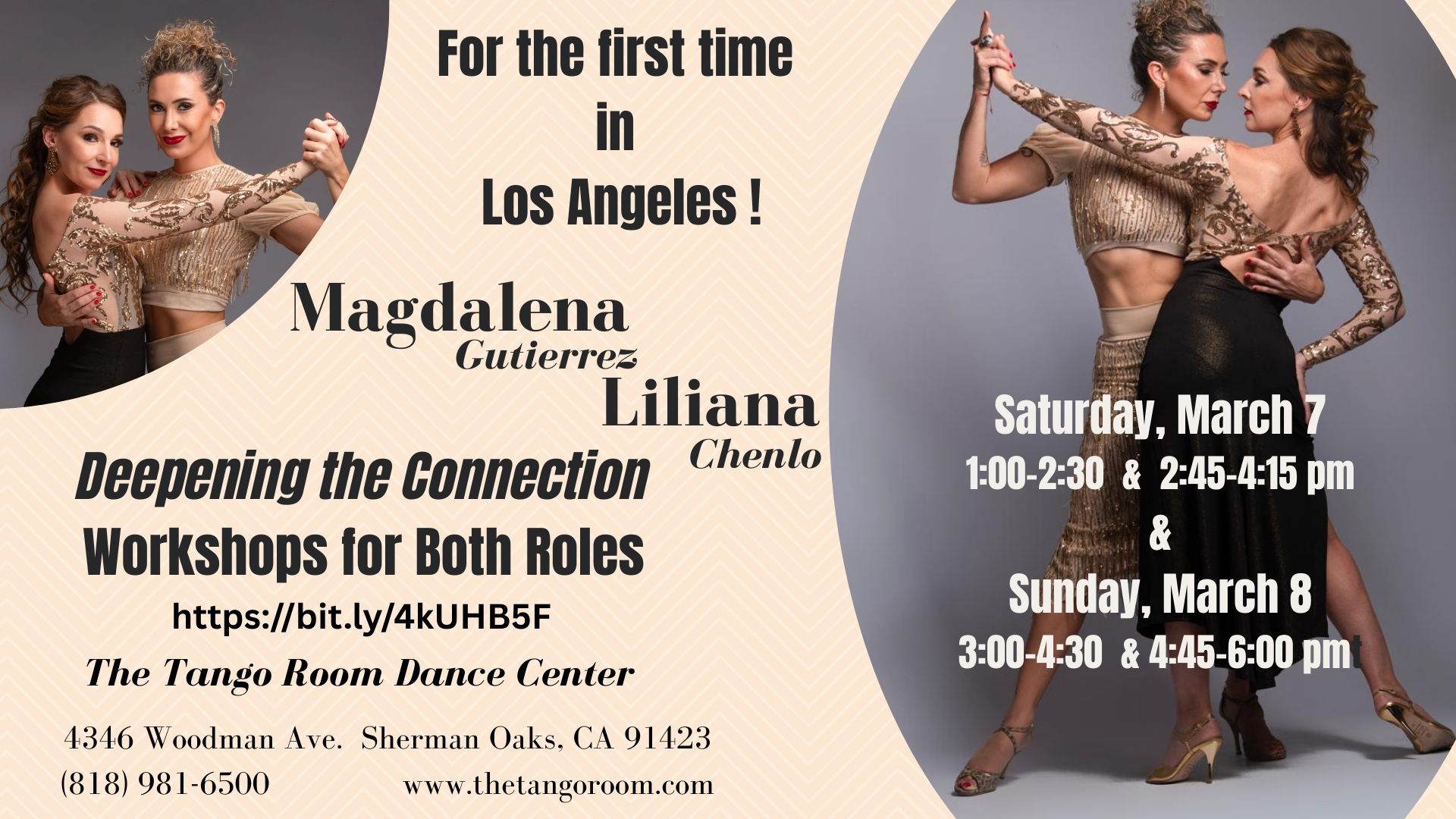 WORKSHOPS for BOTH ROLES with EXTRAORDINARY TEACHERS,MAGDALENA GUTIERREZ & LILIANA CHENLO