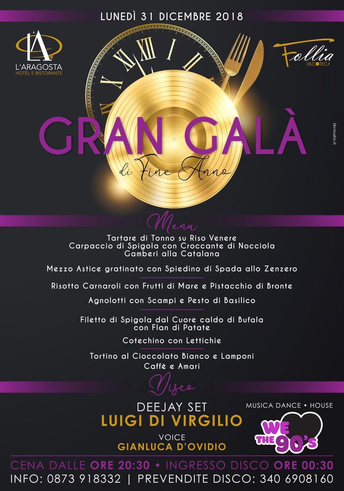 GRAN GALÀ DI FINE ANNO HOTEL ARAGOSTA+FOLLIA DISCO