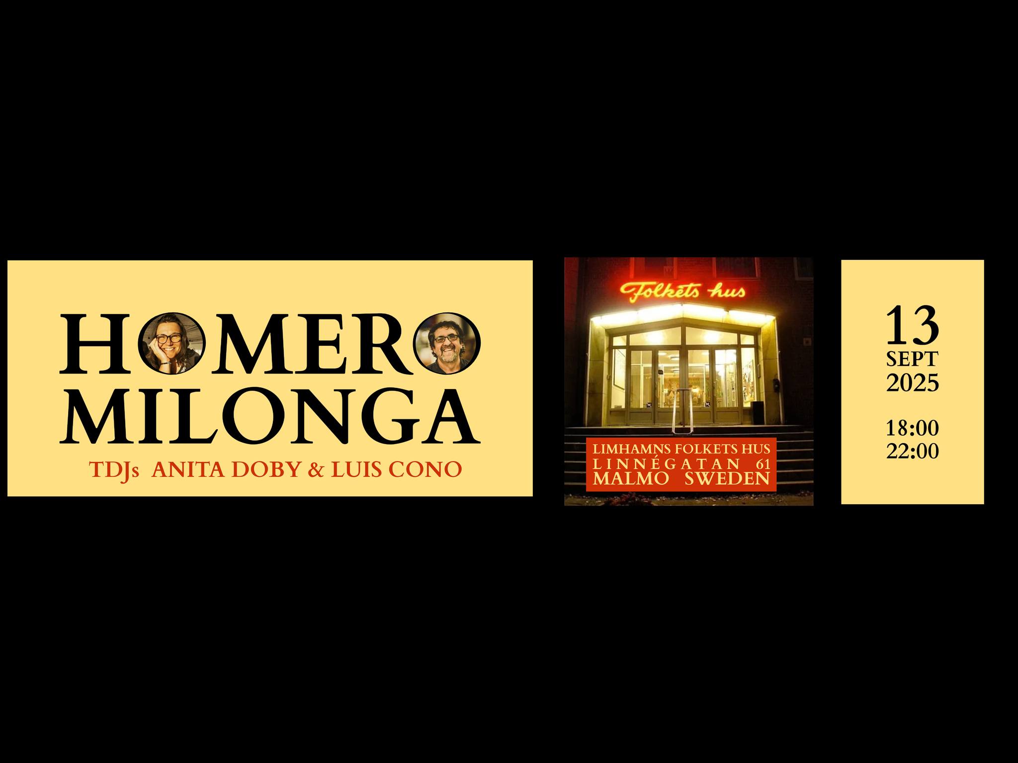 HOMERO MILONGA - 13 SEPT 2025 - 18.00-22.00 - DJ LUIS & ANITA