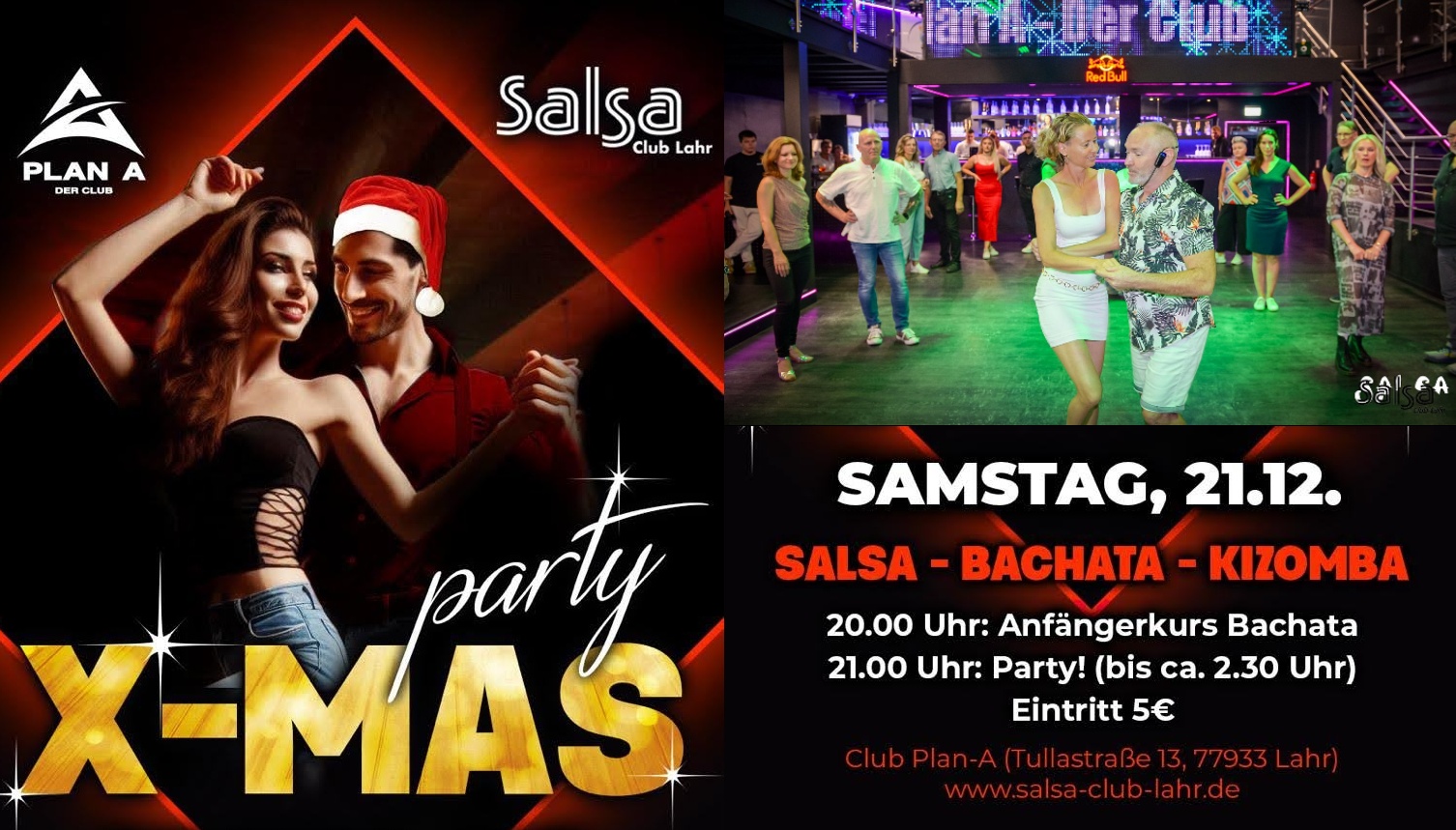 X-MAS Party - SaBaKi Night im Plan A mit Salsa Club Lahr - Bachata Beginner Workshop
