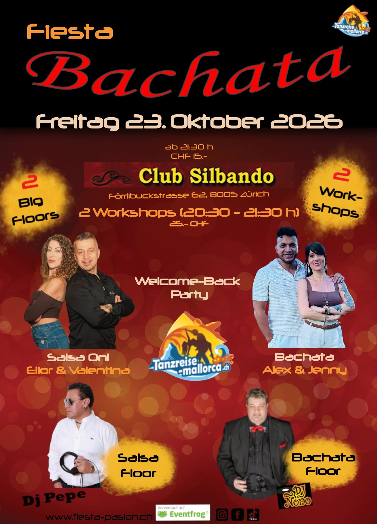 Fiesta Bachata - WELCOME BACK PARTY (Tanzreise-Mallorca.ch) - 2 Workshops und 2 Big Floors