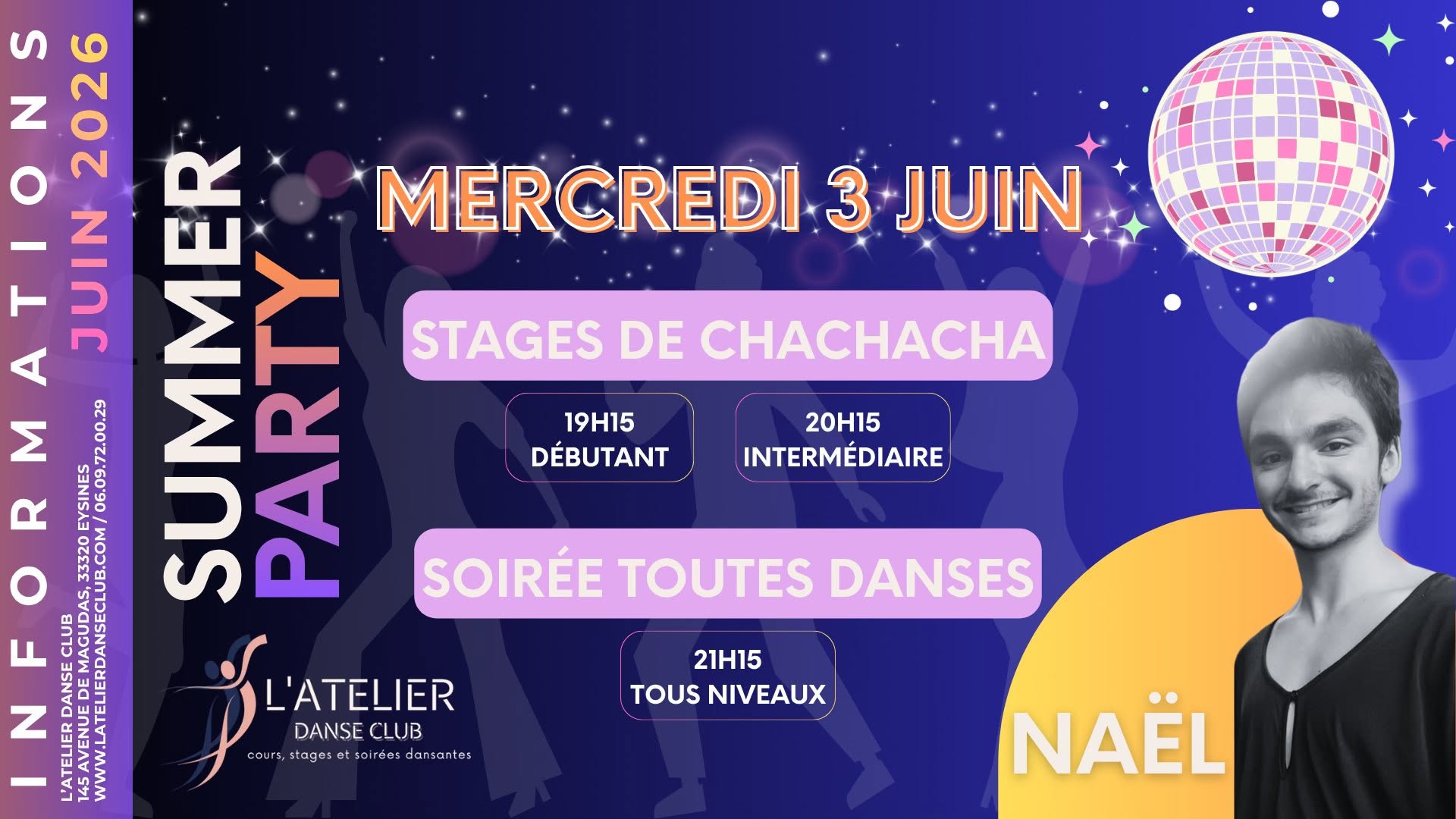STAGES DE CHACHACHA & SOIRÉE TOUTES DANSES - SUMMER PARTY 🌸