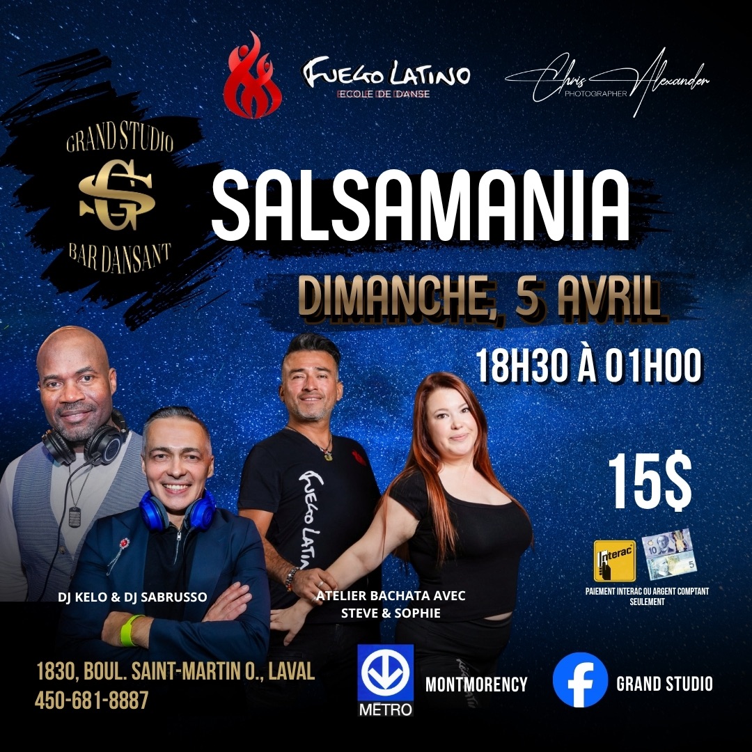Danse Latine - Laval - Dimanche SalsaMania - 5 Avril