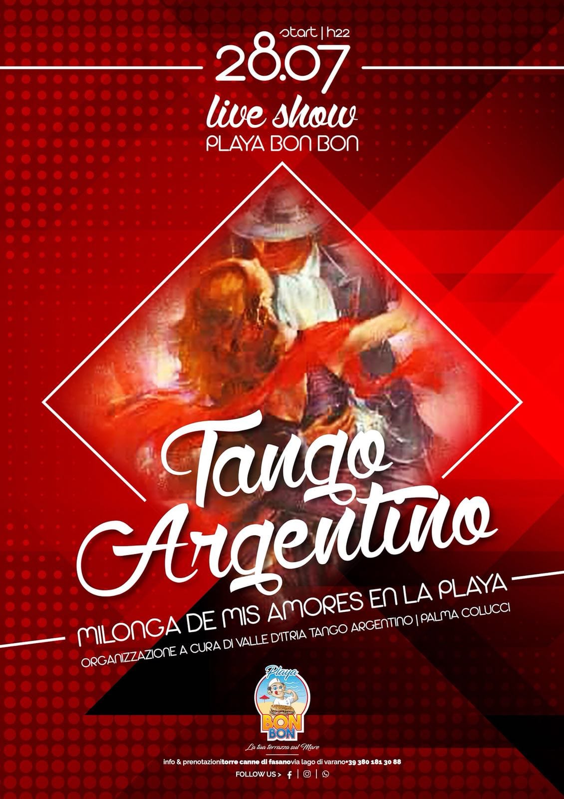 Milonga De Mis Amores En la playa Bon Bon Torre Canne! 4 Agosto!