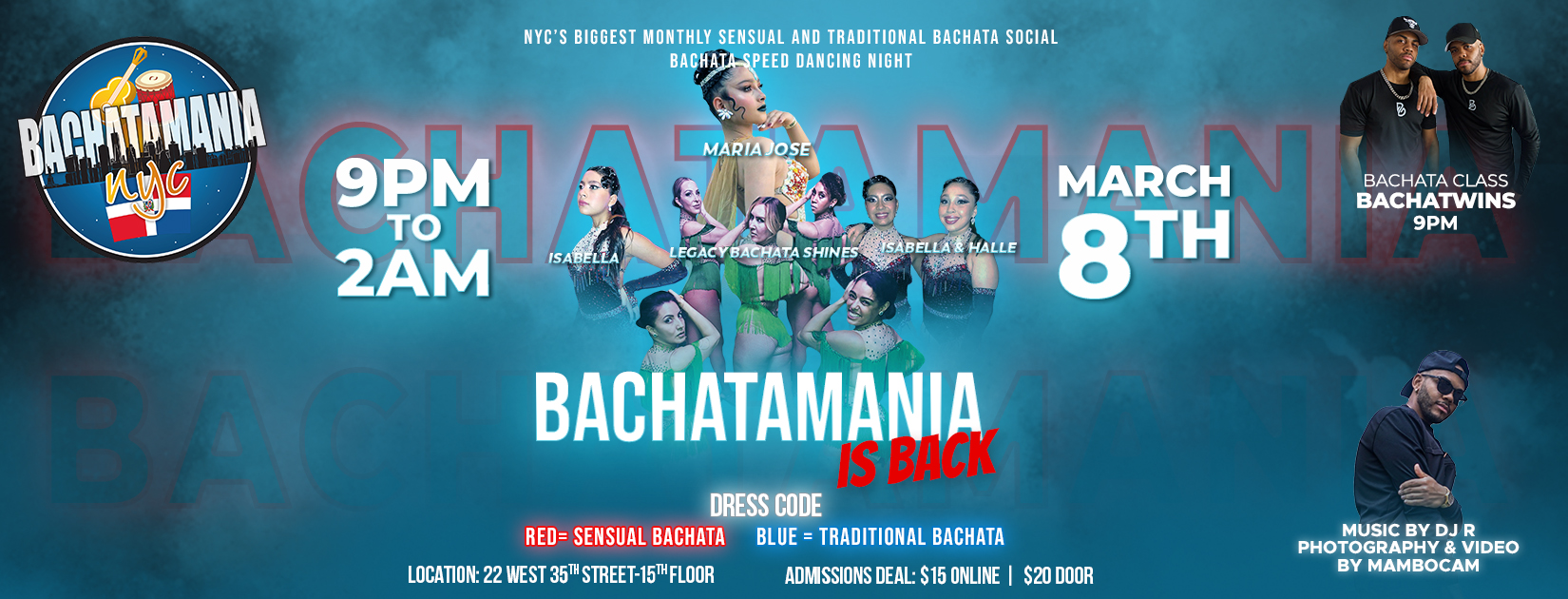 BACHATAMANIA NYC TRADITIONAL AND SENSUAL BACHATA SOCIAL MARCH 8TH