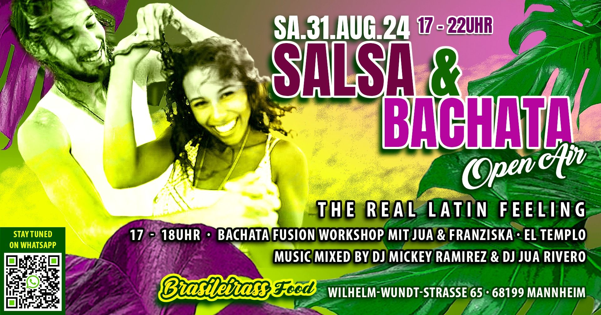 31 08 Salsa & Bachata Open Air โ
Workshop + Party