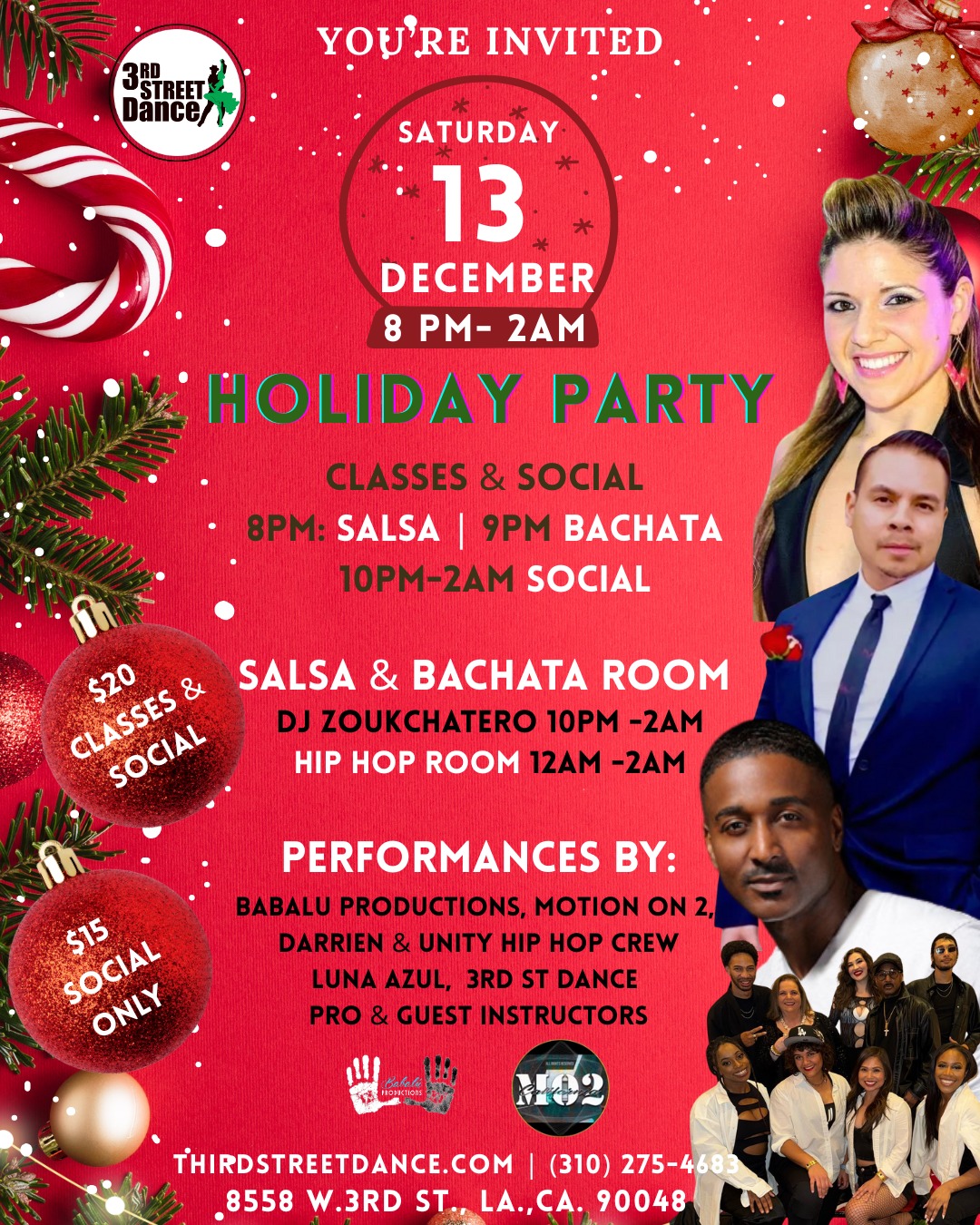 Bachata,Salsa Holiday Party at 3rd Street Dance