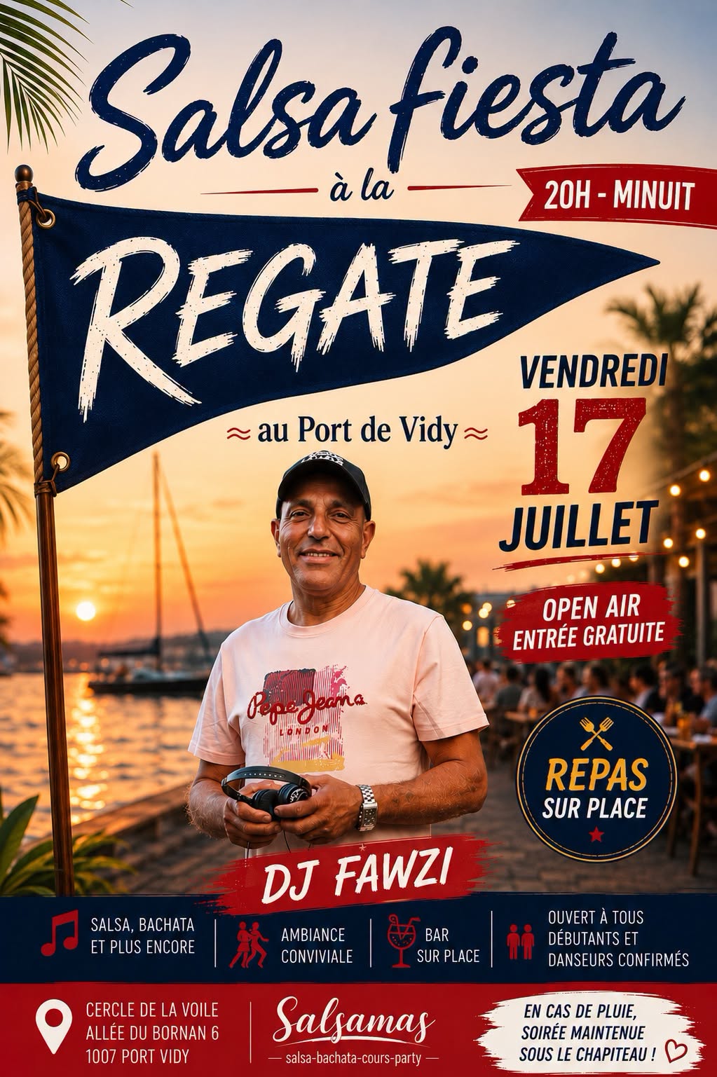 En plein air Soirée Salsa & Bachata à la Regate à côté des Pyramides